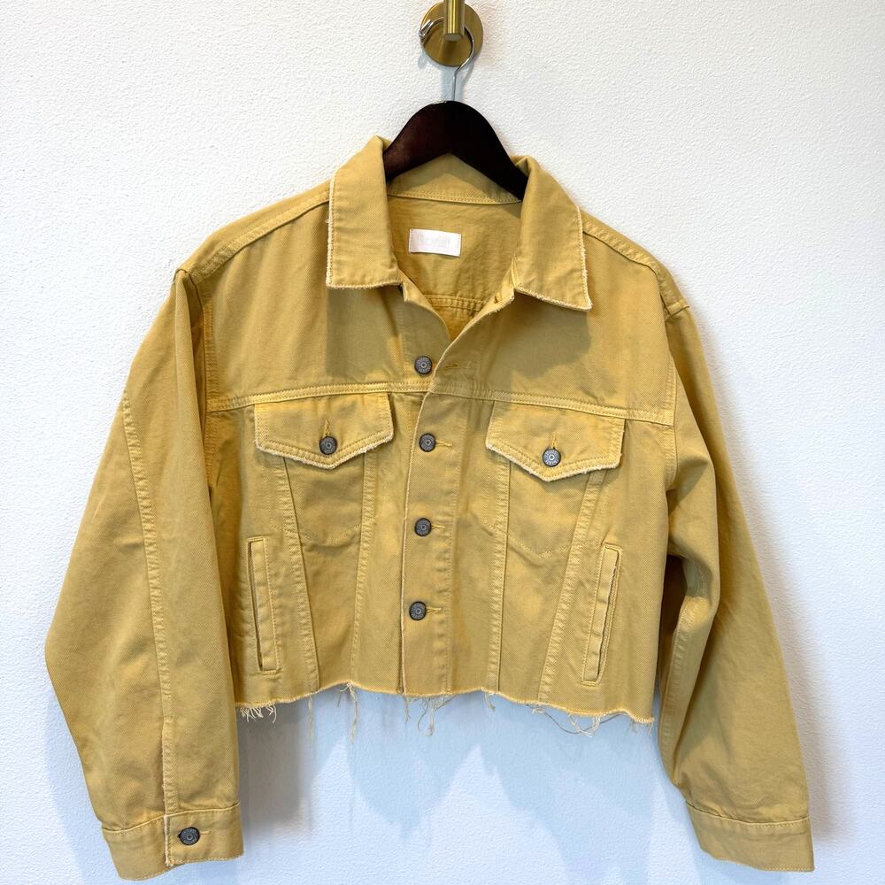 Boyish Jeans Harvey Cropped Denim Jacket Honey Pot Yellow Raw Hem